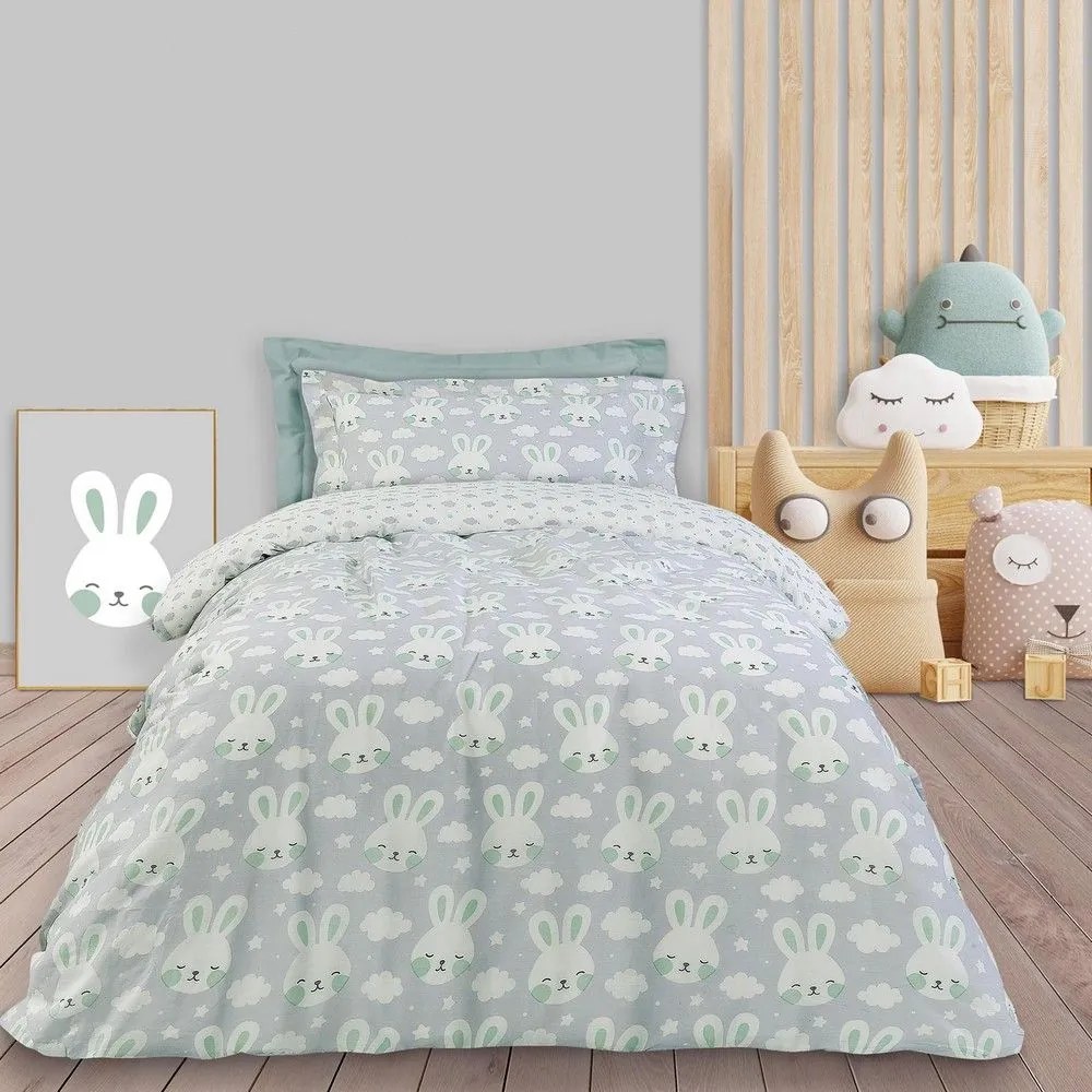 Σεντόνια Παιδικά 4823 (Σετ 3τμχ) Grey-Green Das Kids Μονό 170x260cm 100% Cotton