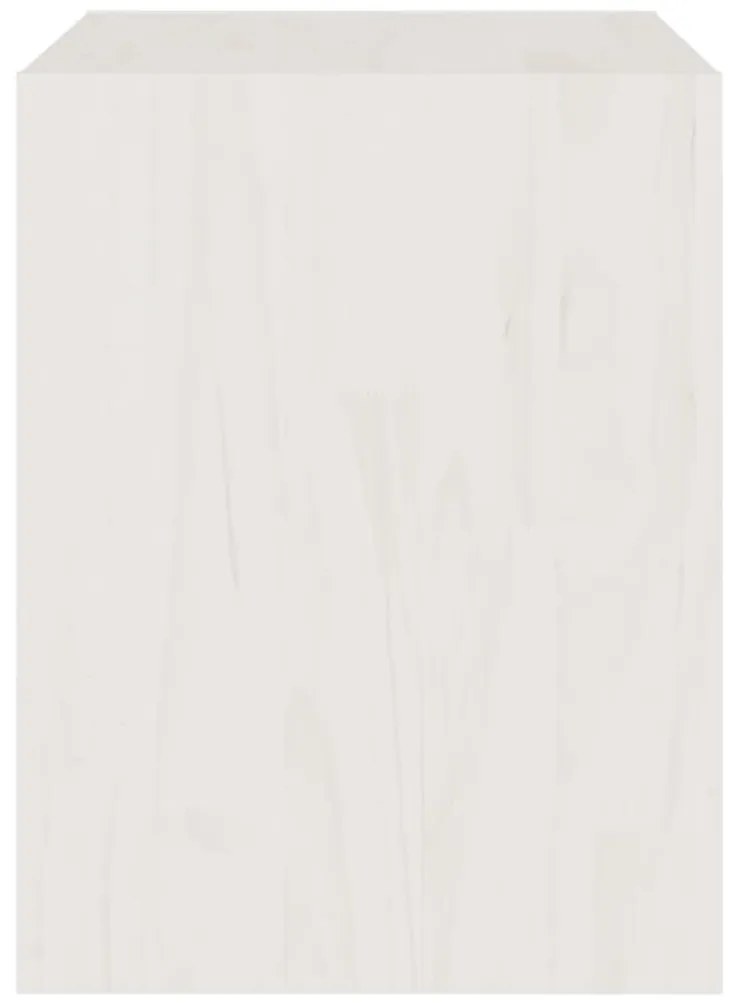 Κομοδίνο Λευκό 40 x 30,5 x 40 εκ. από Μασίφ Ξύλο Πεύκου - Λευκό