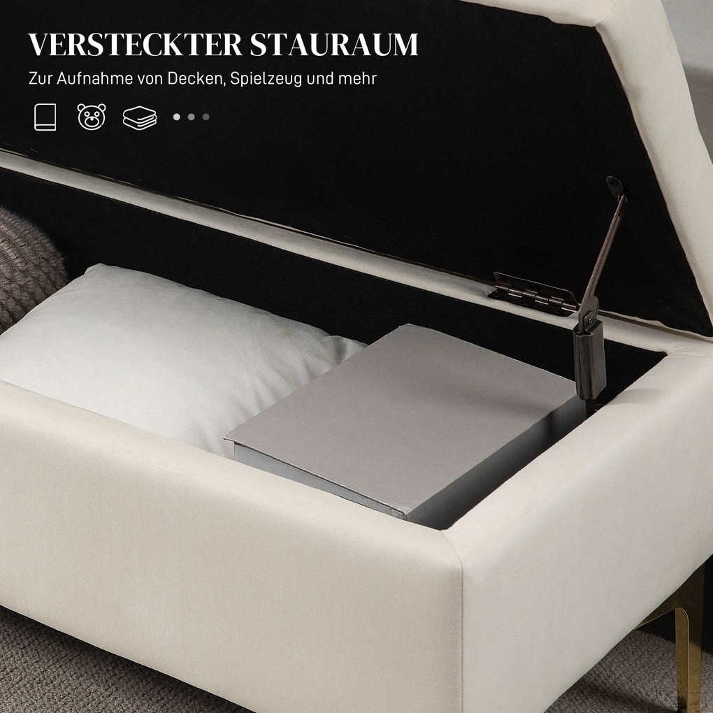 HOMCOM Πάγκος με Αποθηκευτικό Χώρο, Φορτίο έως 120kg, 120x44x44,5cm, Μπεζ