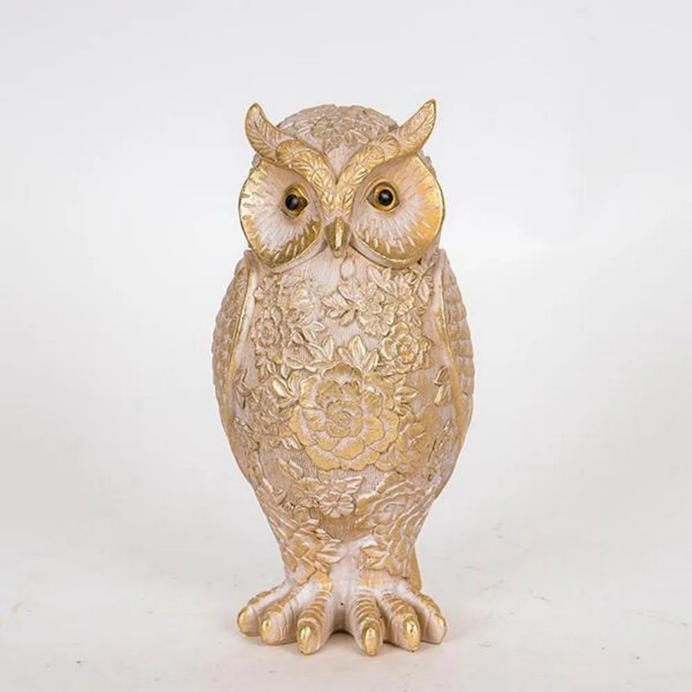 Διακοσμητική Κουκουβάγια 752-11564 10,5x10x22cm Gold-Grey Estheti Home Πολυρεσίνη