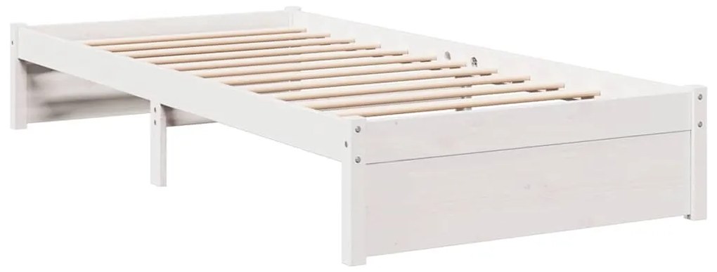 vidaXL Κρεβάτι Βιβλιοθήκη Χωρίς Στρώμα Λευκό 75x190 εκ Μασίφ Πεύκο