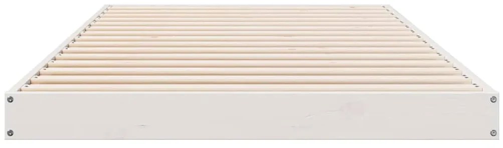vidaXL Κρεβάτι δαπέδου Λευκό 213.5 x 104 x 9 εκ. Στερεά ξυλεία πεύκου