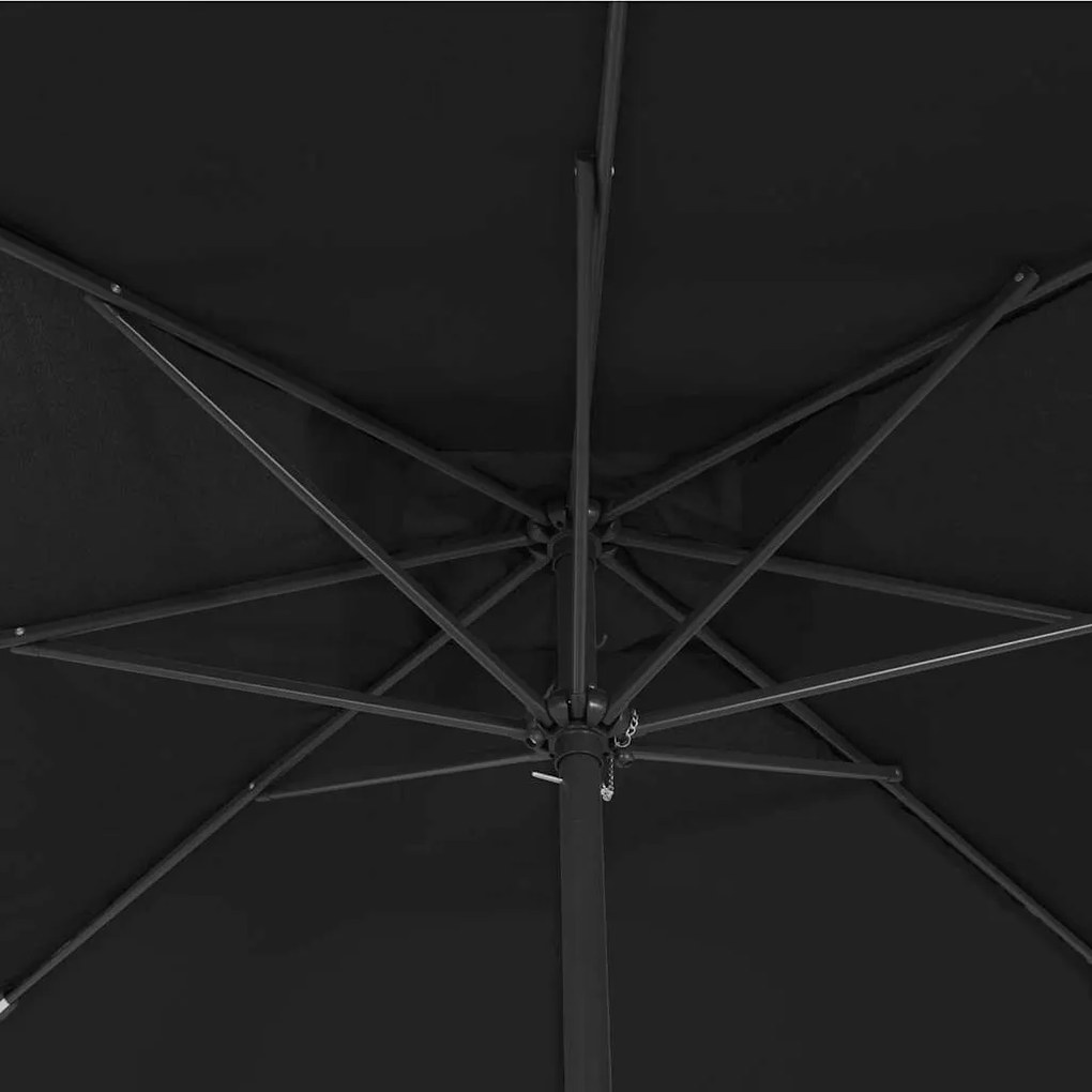 vidaXL Ομπρέλα Κήπου Μαύρο 295 x 295 x 245 εκ Πολυεστέρας, Χάλυβας