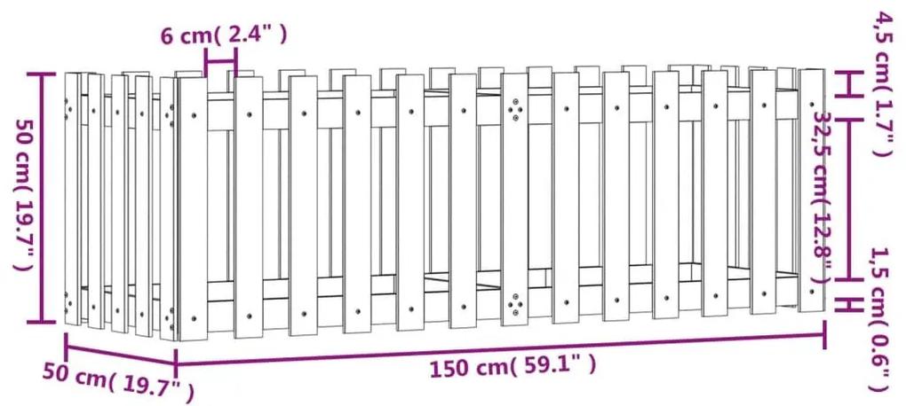 Ζαρντινιέρα Υπερυψωμένη Σχ Φράχτη 150 x 50 x 50 εκ. Μασίφ Πεύκο - Καφέ