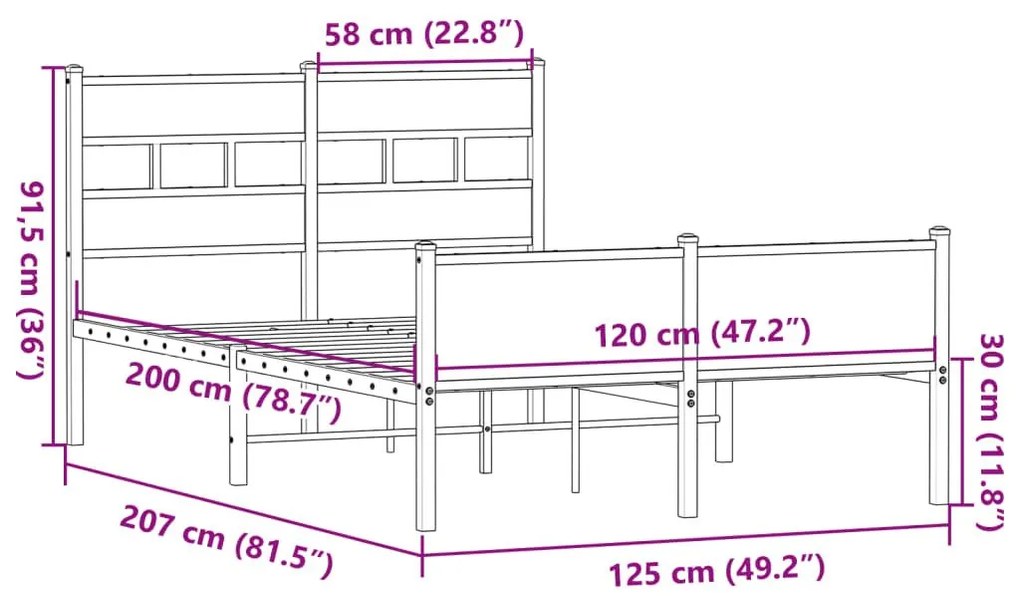 Πλαίσιο Κρεβατιού Χωρ. Στρώμα Sonoma Δρυς 120x200εκ. Επ. Ξύλο - Καφέ