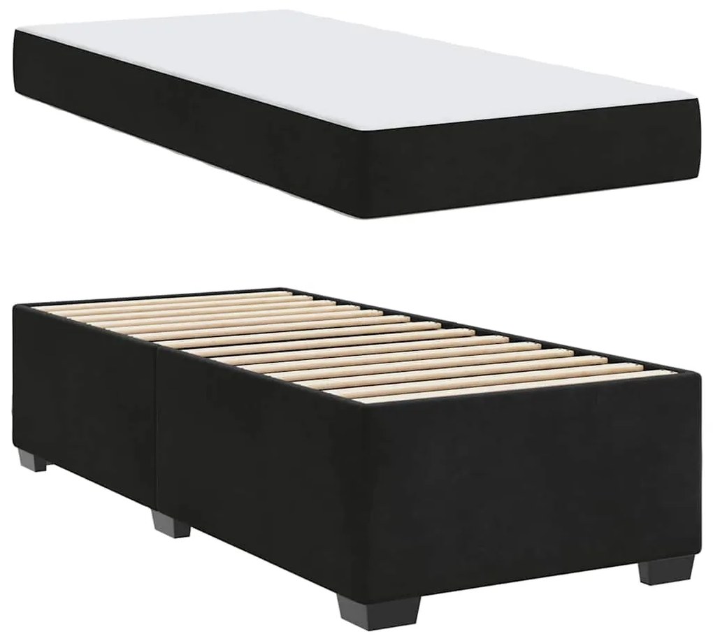 vidaXL Σκελετός κρεβατιού με στρώμα Μαύρο 90 x 190 cm Βελούδο
