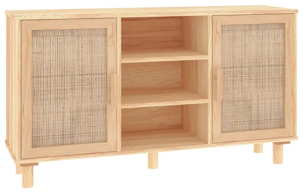 vidaXL Συρταριέρα Καφέ 105x30x60 εκ. Μασίφ Πεύκο &amp; Φυσικό Ρατάν