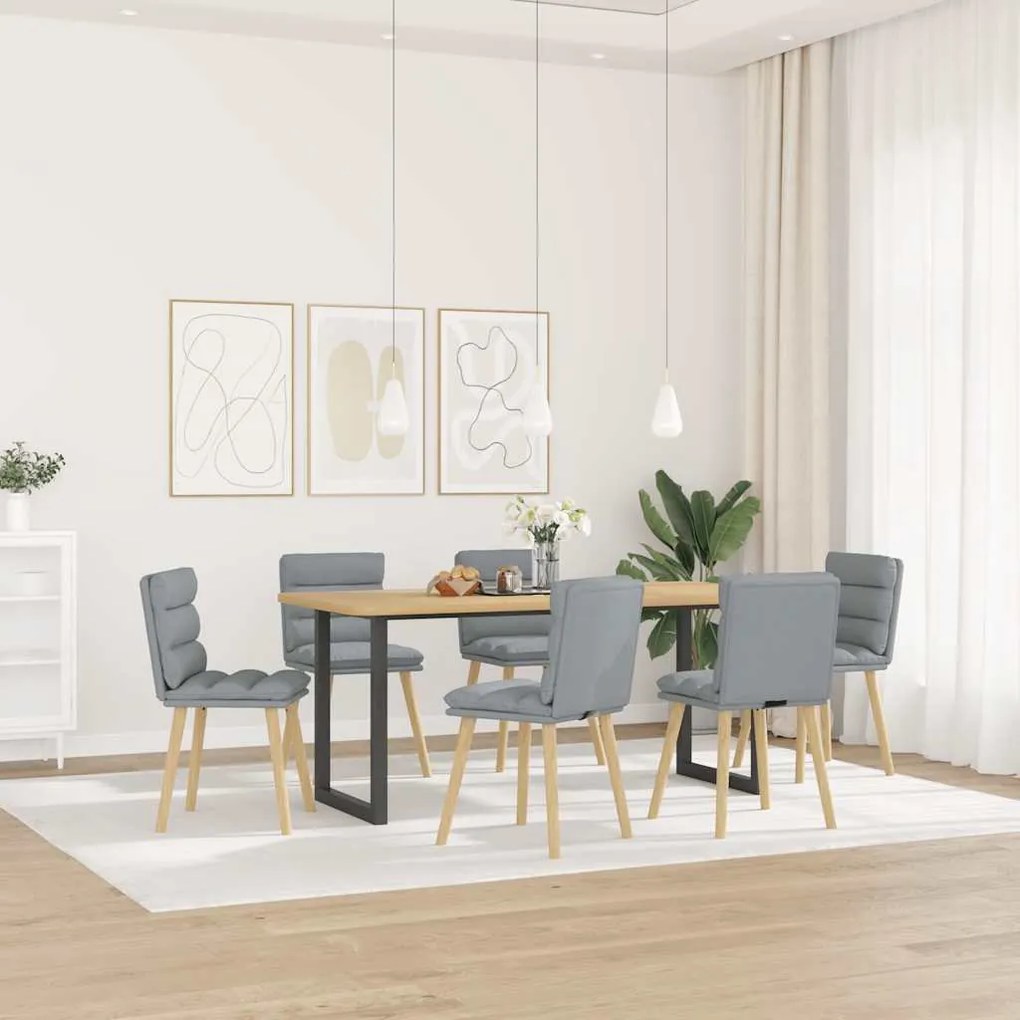 Καρέκλες Τραπεζαρίας 6 τεμ. Ανοιχτό Γκρι Υφασμάτινες