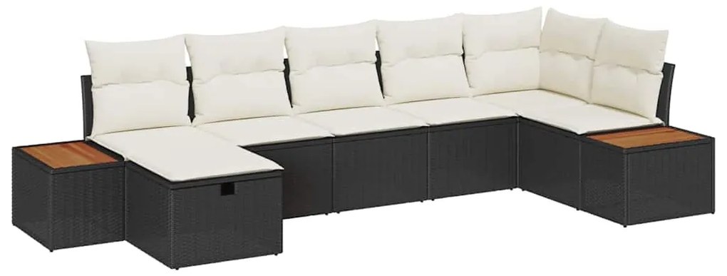 vidaXL Σετ Καναπέ Κήπου 7 pcs Μαύρο 55 x 62 x 69 εκ Πολυ ράταν