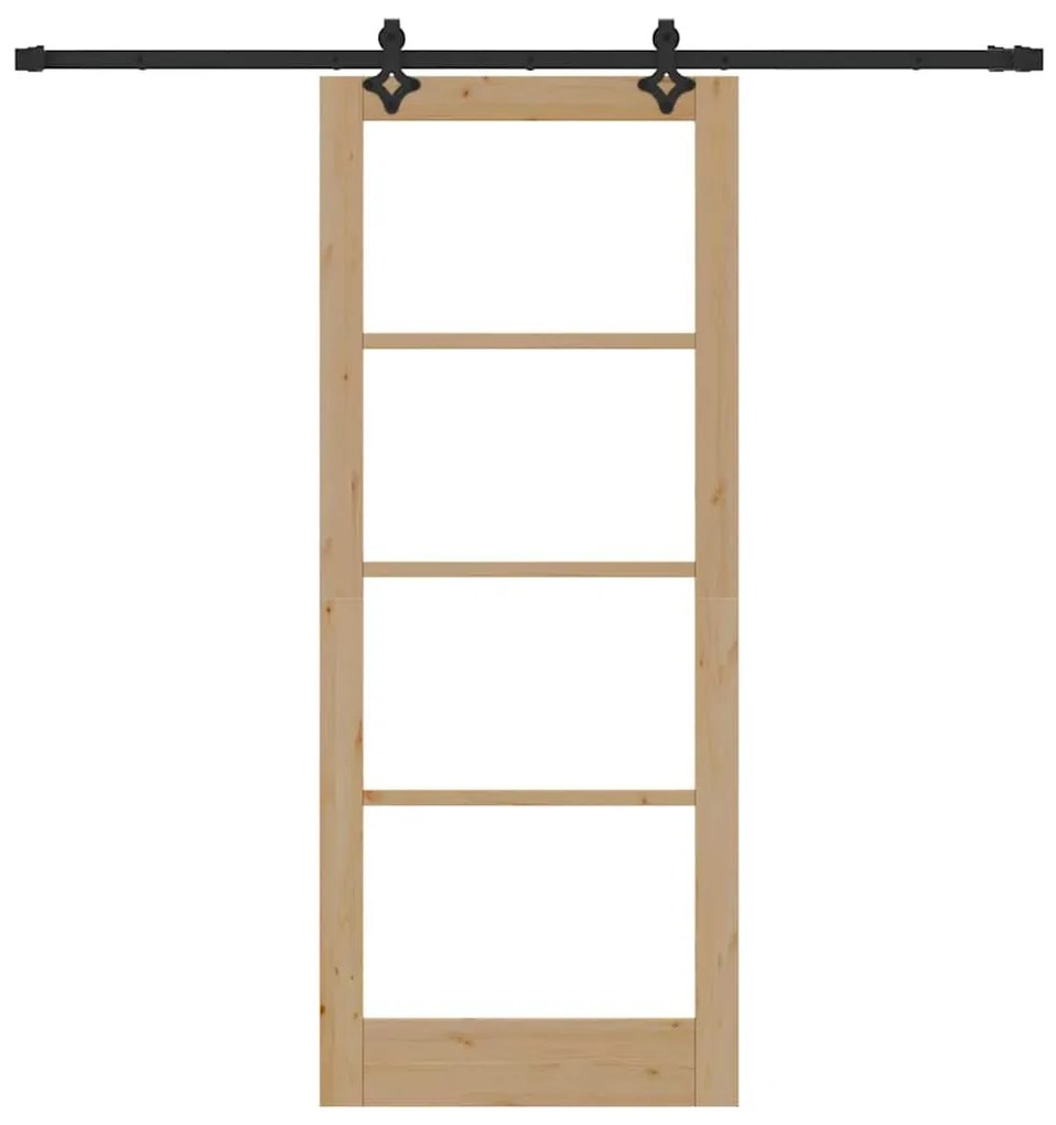 vidaXL Συρόμενη Πόρτα Χειροκίνητος Καφέ 86 x 211 cm Ξύλο και μέταλλο