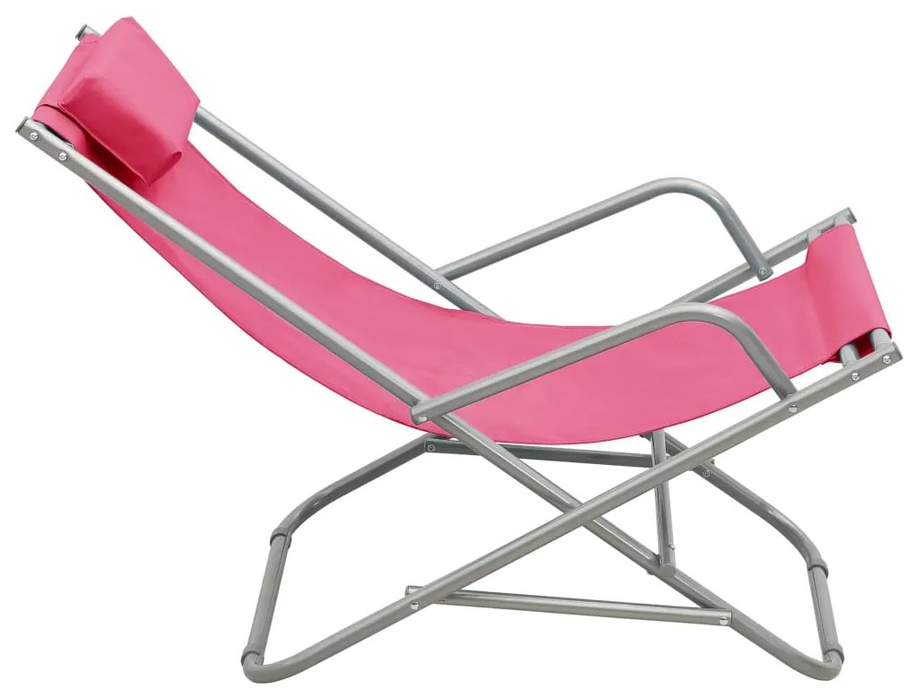 vidaXL Σεζλόνγκ Πτυσσόμενες 2 τεμ. Ροζ Ατσάλινες