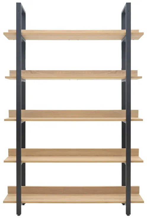 Βιβλιοθήκη Almond pakoworld σε oak-μαύρη απόχρωση 120x29x185εκ (1 τεμάχια)