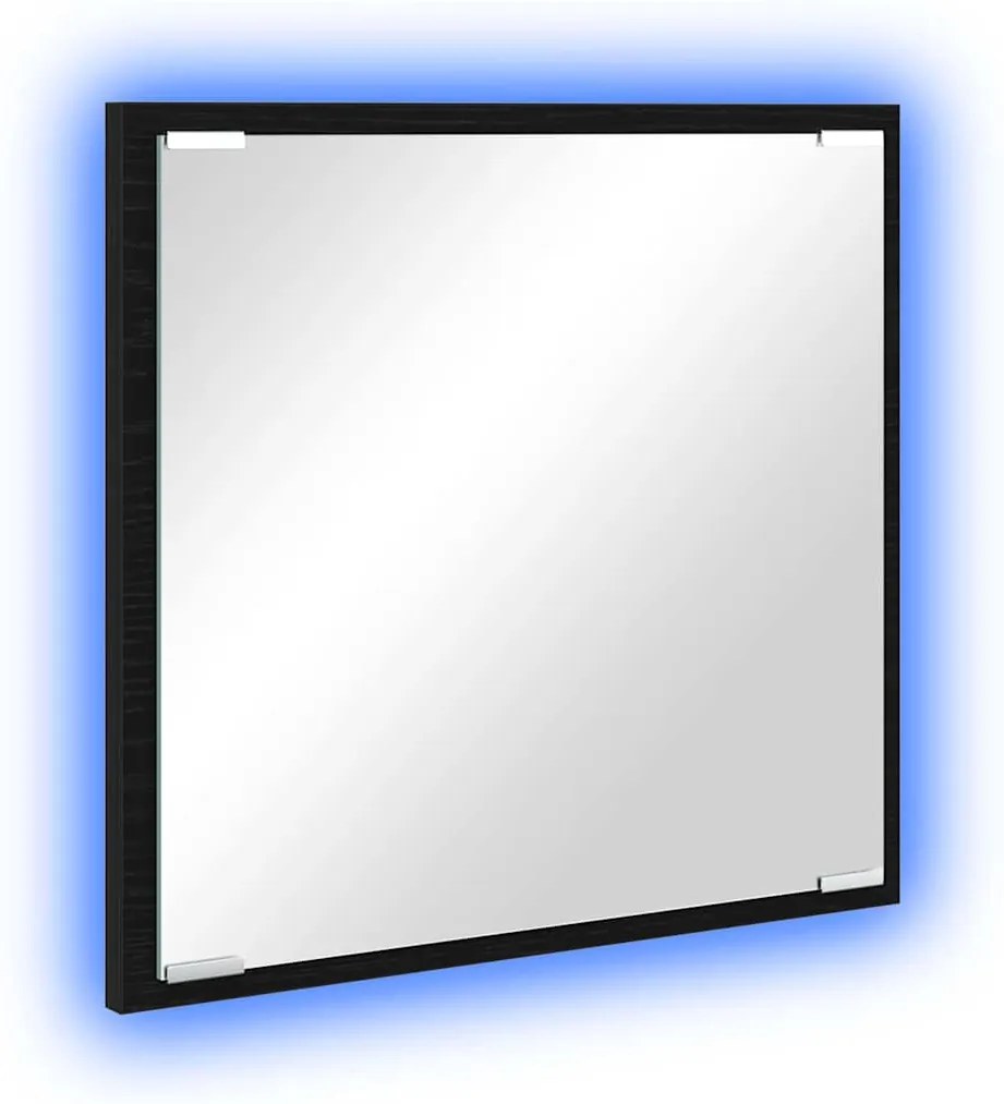 vidaXL Καθρέφτης μπάνιου LED Επιτοίχιο Μαύρη δρυς 40 x 8.5 x 37 εκ.