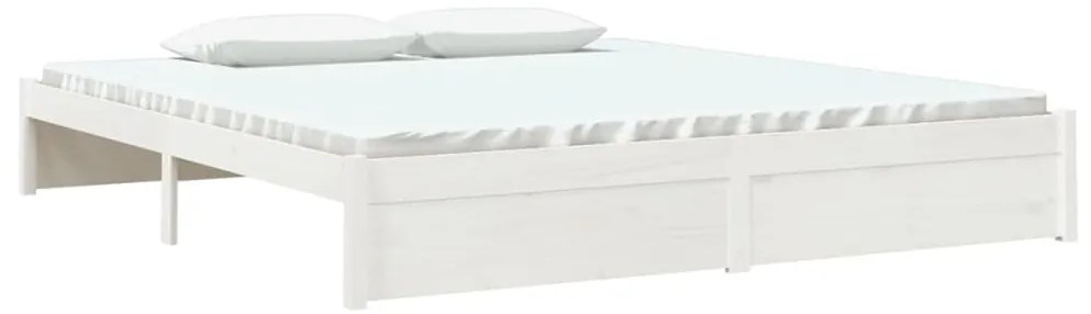 vidaXL Πλαίσιο Κρεβατιού Λευκό 180 x 200 εκ. Μασίφ Ξύλο Super King