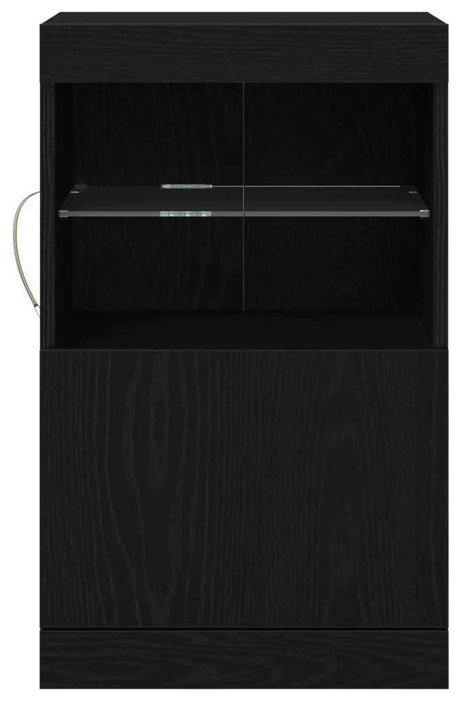vidaXL Μπουφές με LED Φώτα Μαύρη Δρυς 41x37x67 εκ.