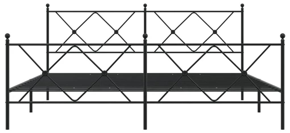 vidaXL Πλαίσιο Κρεβατιού με Κεφαλάρι&Ποδαρικό Μαύρο 180x200εκ. Μέταλλο