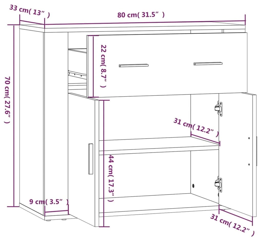 Ντουλάπι Καπνιστή Δρυς 80x33x70 εκ. από Επεξεργασμένο Ξύλο - Καφέ