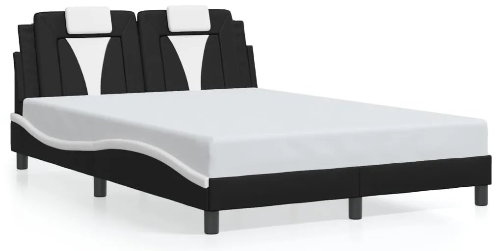 vidaXL Σκελετός Κρεβατιού Viana Χωρίς Στρώμα Μαύρο/Λευκό 140x190εκ.Συνθ. Δέρμα