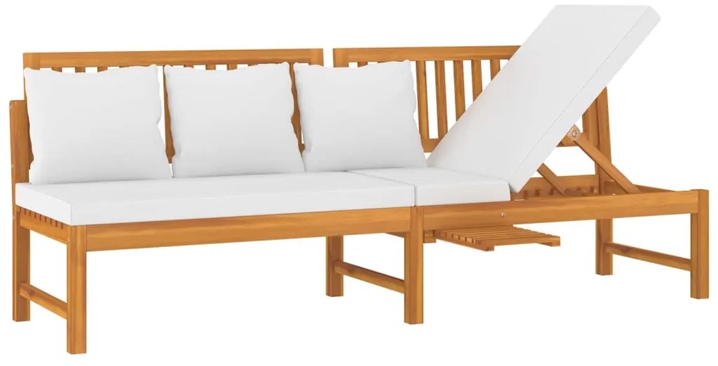 vidaXL Καναπές Κρεβάτι 200x60x75 εκ. Μασίφ Ακακία με Κρεμ Μαξιλάρι