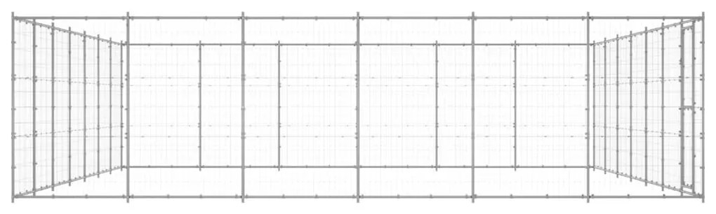Κλουβί Σκύλου Εξωτερικού Χώρου 50,82 μ² από Γαλβανισμένο Χάλυβα - Ασήμι