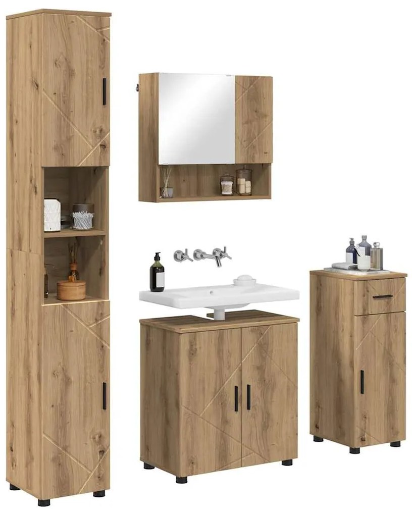 vidaXL Σετ Επίπλων Μπάνιου 4 pcs artisan δρυς 61 x 35 x 64 εκ.
