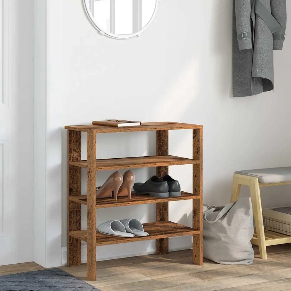 Ράφι παπουτσιών Παλιό ξύλο 61x32x70 cm Κατασκευασμένο ξύλο - Καφέ