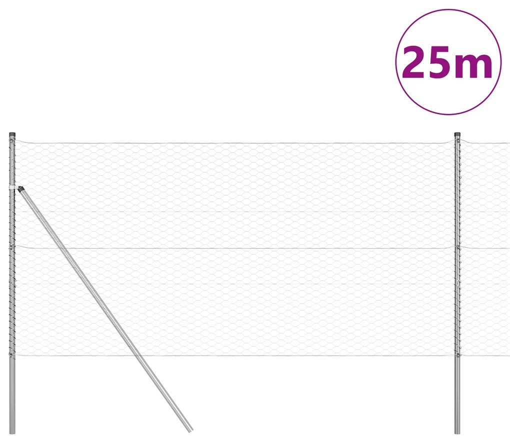 vidaXL Περίφραξη Εξαγωνικής Μορφής 1.4x25 μ. Γαλβανισμένο Ατσάλι