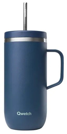 Qwetch Ποτήρι Θερμός Matt Navy Mε Xερούλι - 600ml