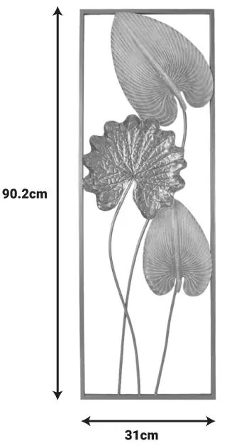 Διακοσμητικό τοίχου Tropana II Inart μέταλλο σε χρυσή και λευκή απόχρωση 31x2.5x90.2εκ