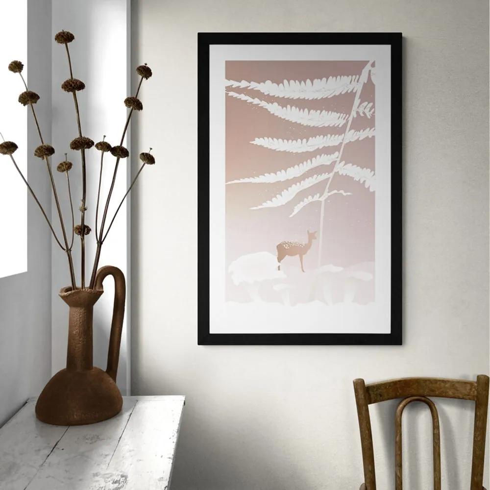 Αφίσα με παρπαστού Παραμυθένια ζωή στο δάσος - 60x90 silver