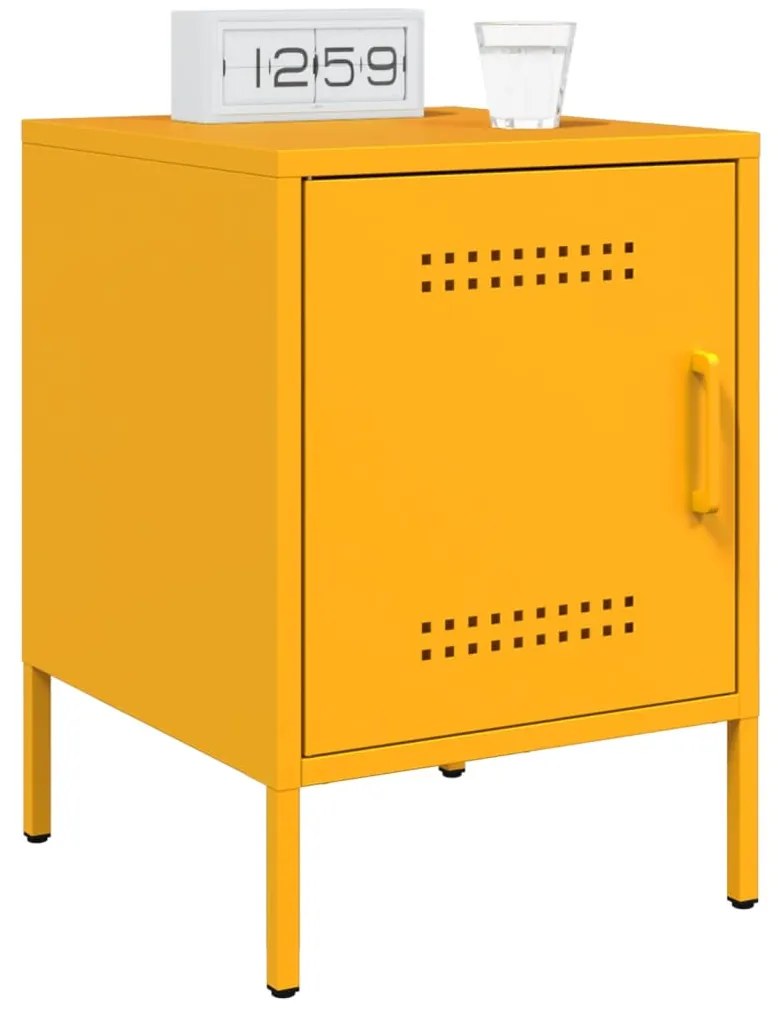 vidaXL Κομοδίνα 2 τεμ. Μουσταρδί 36x39x50,5 εκ. από Χάλυβα