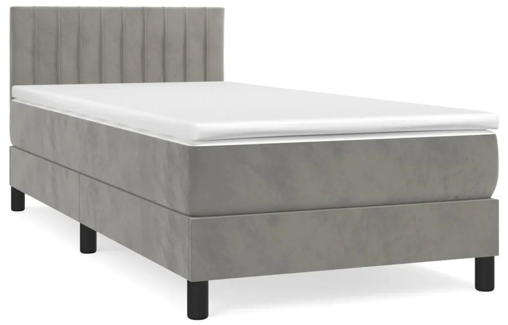 ΚΡΕΒΑΤΙ BOXSPRING ΜΕ ΣΤΡΩΜΑ ΑΝΟΙΧΤΟ ΓΚΡΙ 100X200 ΕΚ. ΒΕΛΟΥΔΙΝΟ 3141407