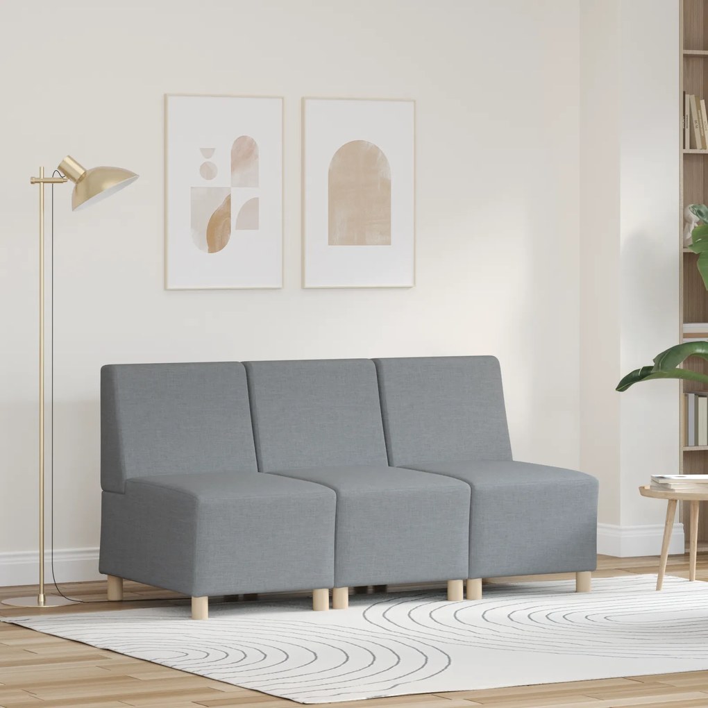 vidaXL Καθίσμα Σαλονιού 3 pcs Ανοιχτό γκρι 55 x 74 x 82 εκ. ύφασμα