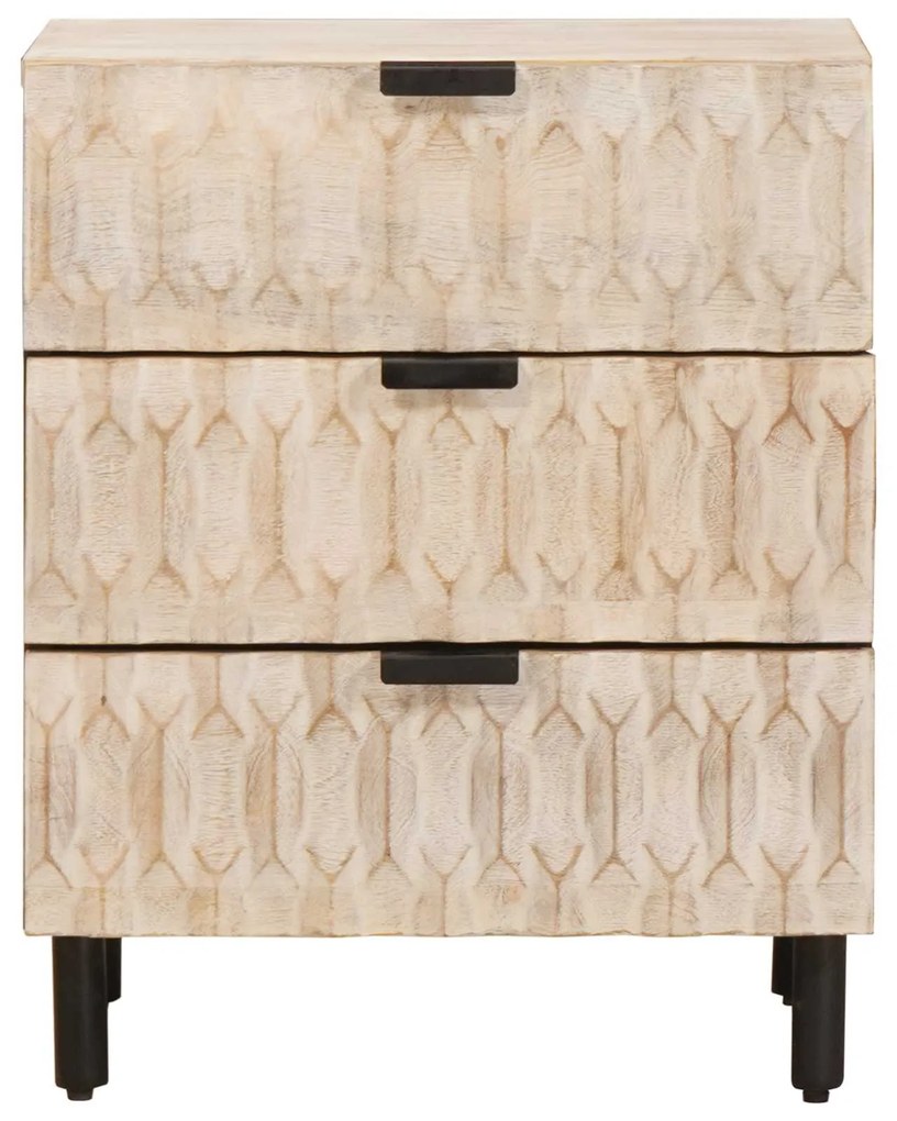 vidaXL Κομοδίνο με συρτάρι Λευκό 50 x 33 x 62 εκ. Στερεό ξύλο μάνγκο