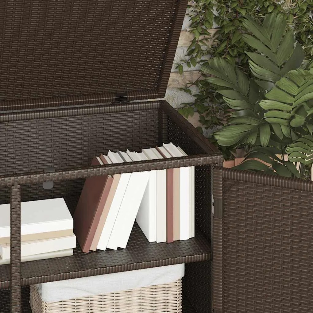 vidaXL Ντουλάπι Αποθήκευσης Κήπου Καφέ 110x55x60,5 εκ. Συνθετικό Ρατάν