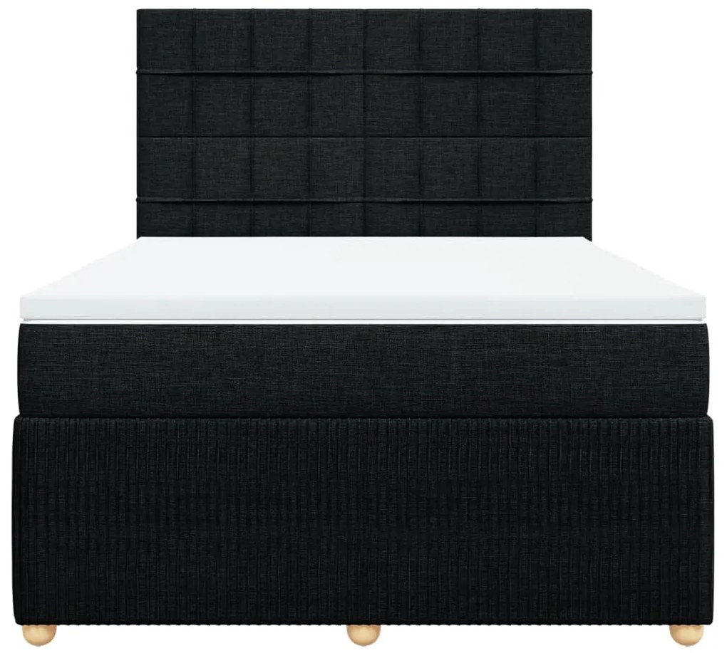 vidaXL Κρεβάτι Boxspring με Στρώμα Μαύρο 160x200 εκ. Υφασμάτινο