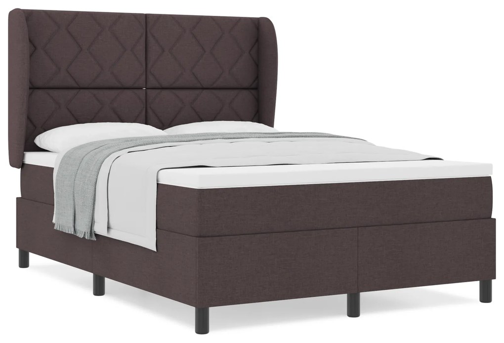vidaXL Κρεβάτι Box Spring με Ματress σε Σκούρο Καφέ - 140x200 cm Υφάσμα