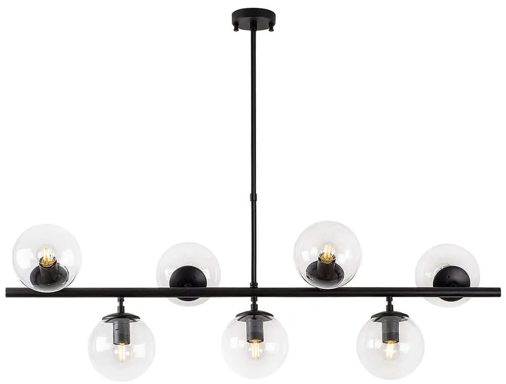 Φωτιστικό Οροφής - Ράγα Fazli 942FLG1217 113x40x46/85cm 7xE14 40W Black-Clear Opviq