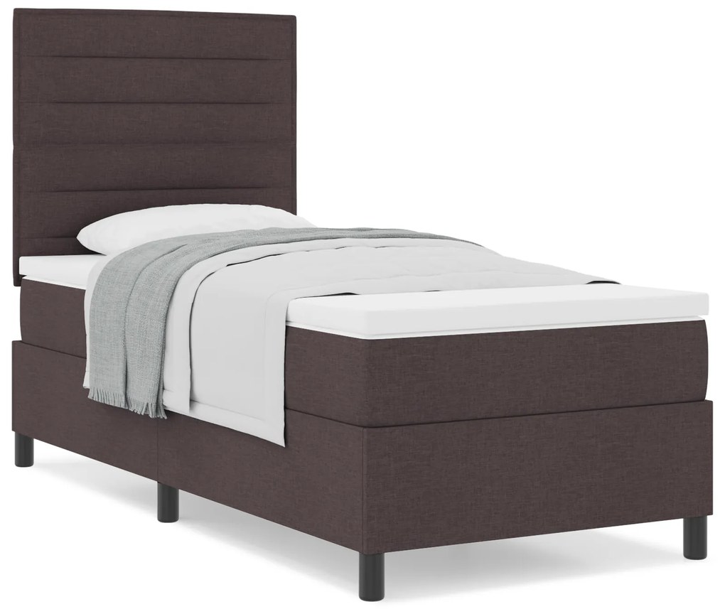 vidaXL Κρεβάτι Με Σπαστό Στρώμα Σκούρο Καφέ 90x200 cm Ύφασμα