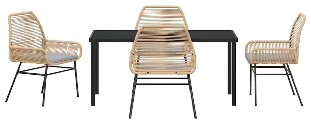 vidaXL Σέτ φαγητού για κήπο με μαξιλάρι 5 pcs Καφέ συνθετικό ρατάν