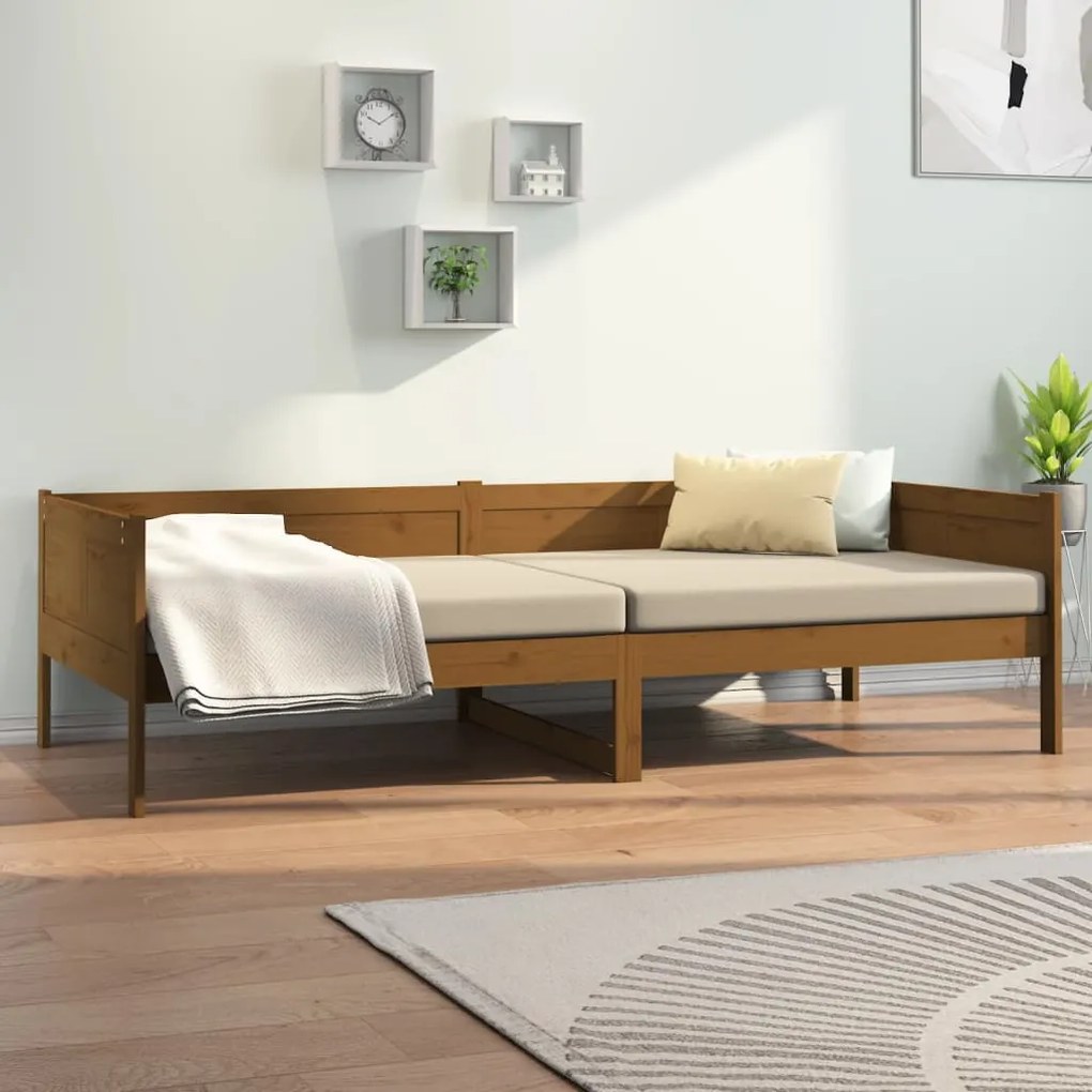 vidaXL Καναπές Κρεβάτι Καφέ Μελί 80 x 200 εκ. από Μασίφ Ξύλο Πεύκου