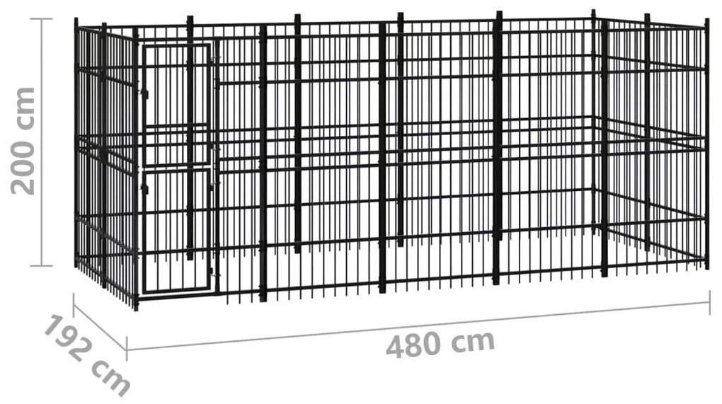 Κλουβί Σκύλου Εξωτερικού Χώρου 9,22 μ² από Ατσάλι - Μαύρο