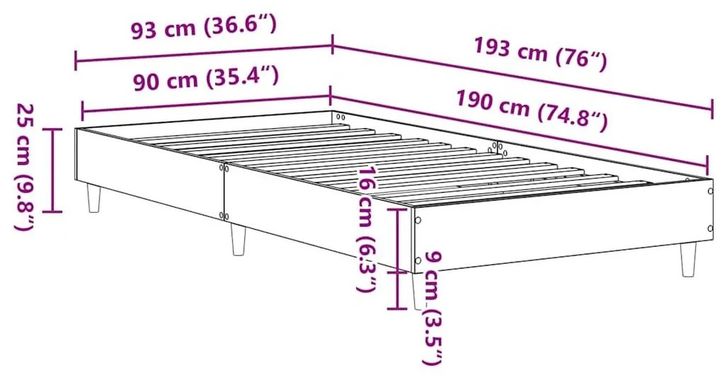 Πλαίσιο κρεβατιού χωρίς στρώμα Λευκό 90x190 cm - Λευκό