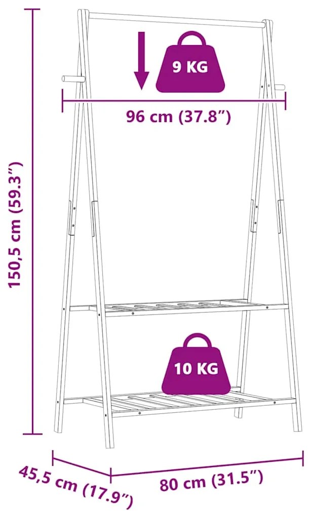 ΚΡΕΜΑΣΤΡΑ ΡΟΥΧΩΝ ΜΕ ΡΑΦΙΑ 96X45,5X150,5 ΕΚ. ΜΠΑΜΠΟΥ 4008908