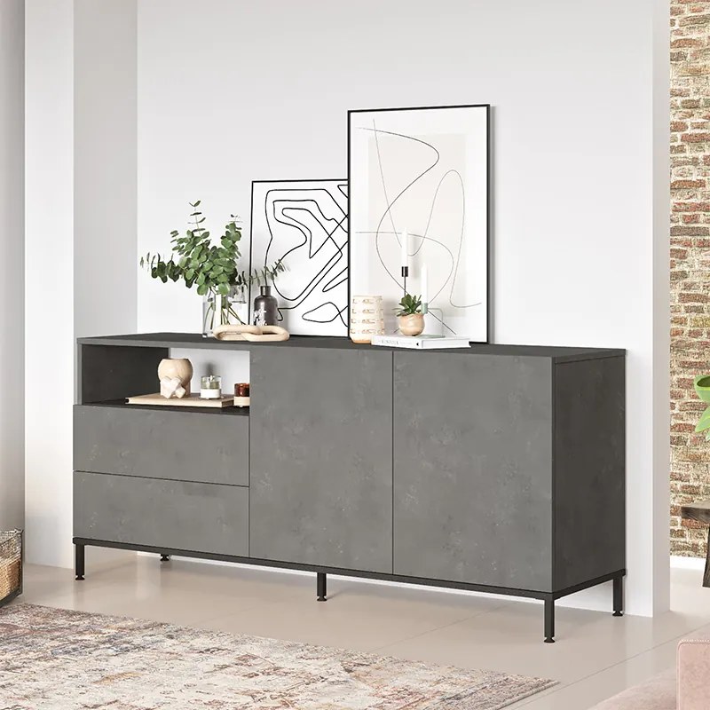 Μπουφές Evaluate pakoworld ανθρακί antique-wenge 170x46.5x75.5εκ (1 τεμάχια)