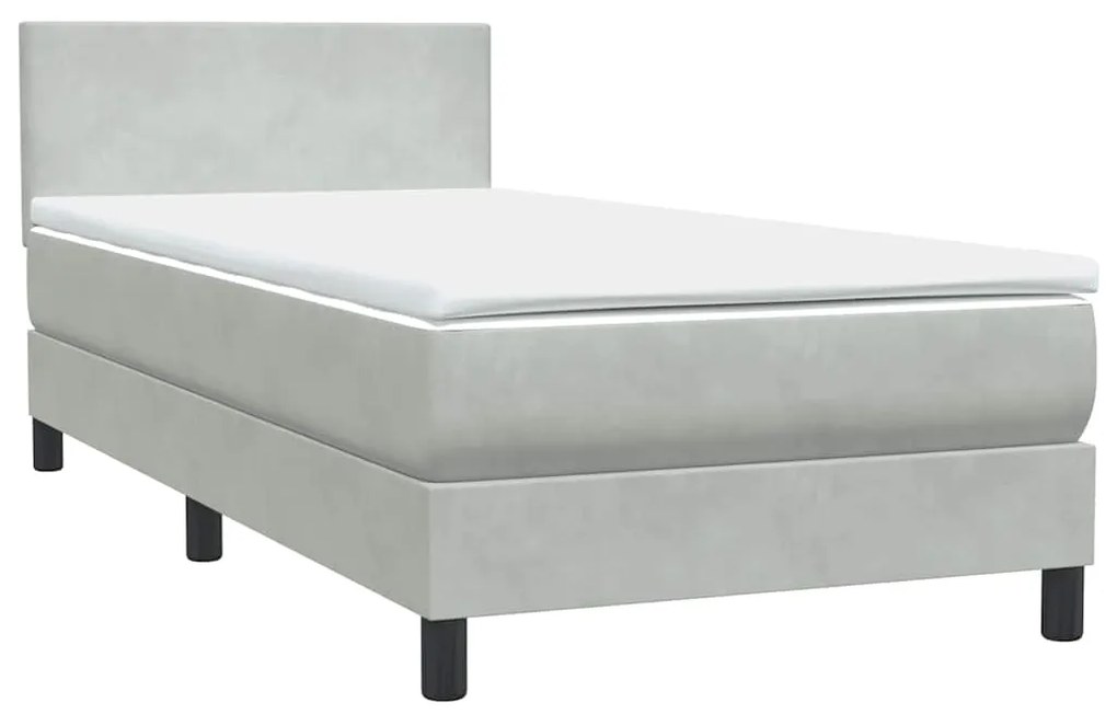 vidaXL Box Spring κρεβάτι με στρώμα ανοιχτό γκρι 80x220 cm Βελούδινο