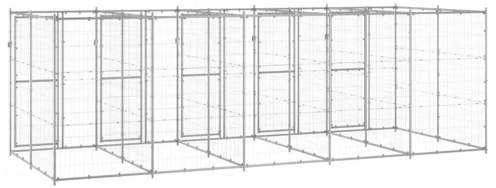 vidaXL Κλουβί Σκύλου Εξωτερικού Χώρου 12,1 μ² από Γαλβανισμένο Χάλυβα