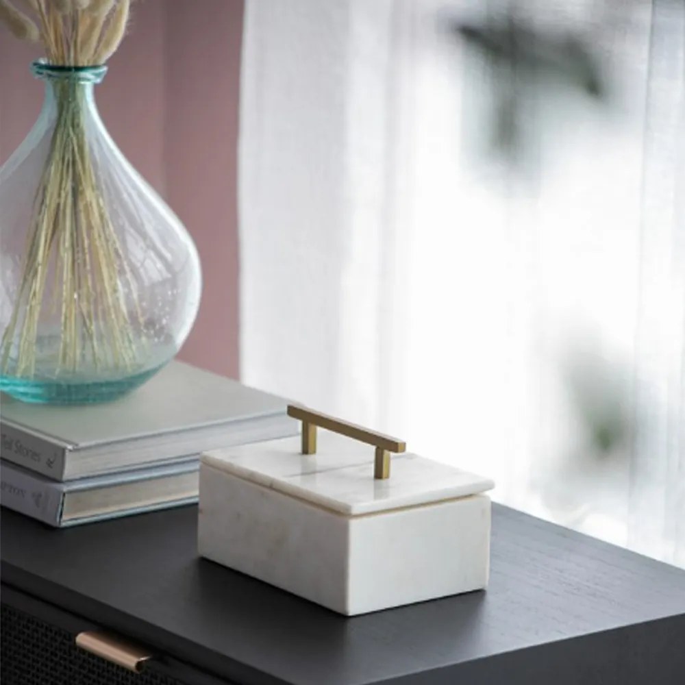 Artekko Marble Box Κοσμηματοθήκη Κουτί Διακοσμητικό Μάρμαρο Μέταλλο Λευκό Χρυσό (18x12.5x11)cm