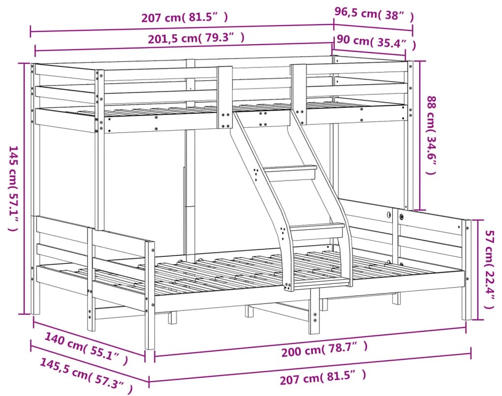 ΚΟΥΚΕΤΑ 90X200/140X200 ΕΚ. ΚΑΦΕ ΚΕΡΙΟΥ ΑΠΟ ΜΑΣΙΦ ΞΥΛΟ ΠΕΥΚΟΥ 3207176