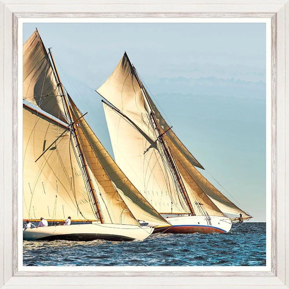 Κάδρο Sailing Race Ii Fa13386 70X70Cm Blue-Ivory Mindthegap Τετράγωνοι Ξύλο